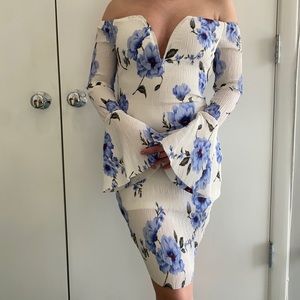 Blue and white floral dress